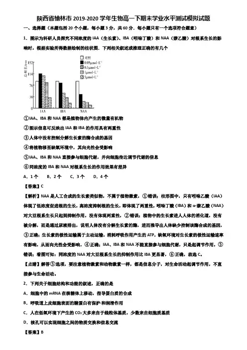 陕西省榆林市2019-2020学年生物高一下期末学业水平测试模拟试题含解析