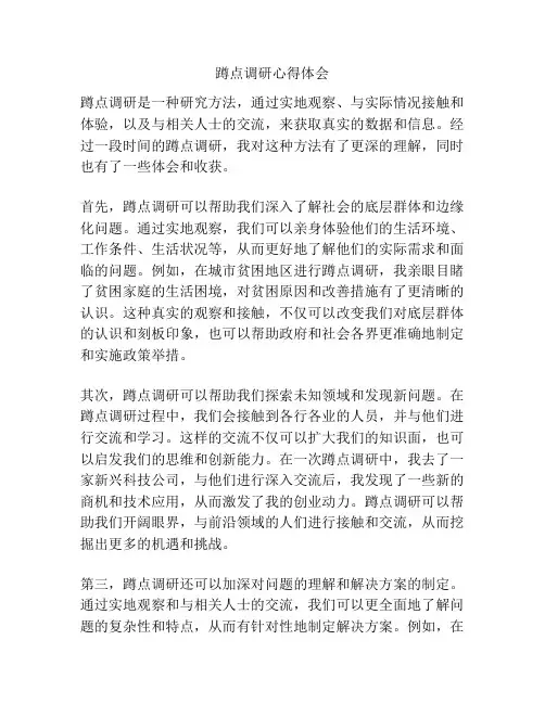 蹲点调研心得体会
