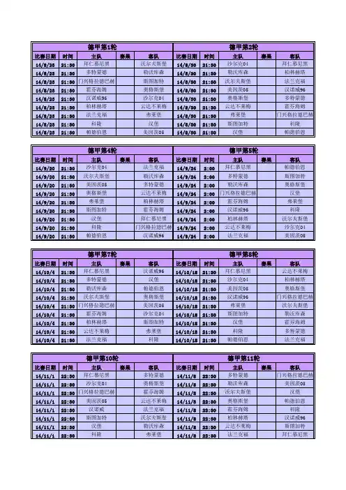 201415德甲赛程表