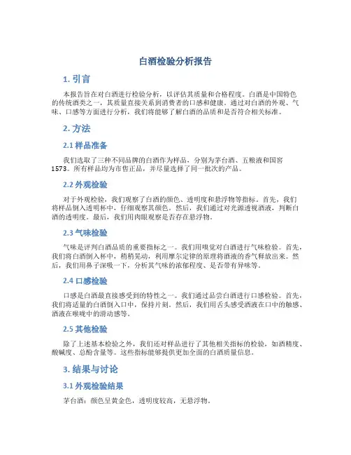 白酒检验分析报告