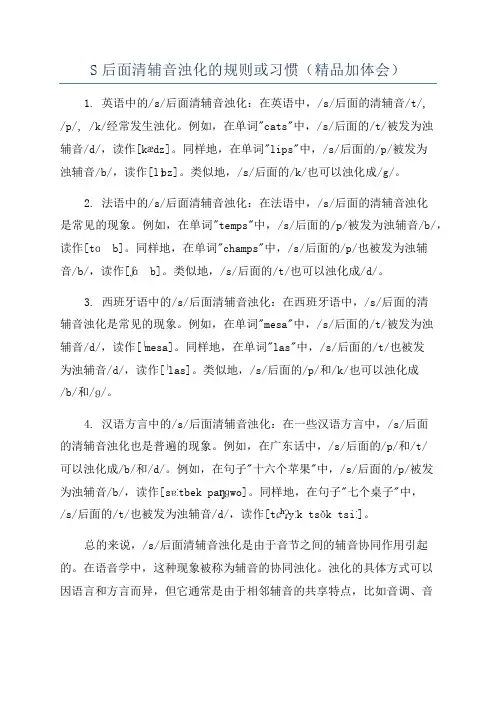 S后面清辅音浊化的规则或习惯(精品加体会)