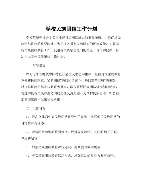 学校民族团结工作计划