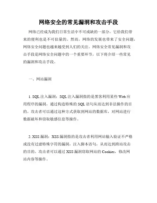 网络安全的常见漏洞和攻击手段