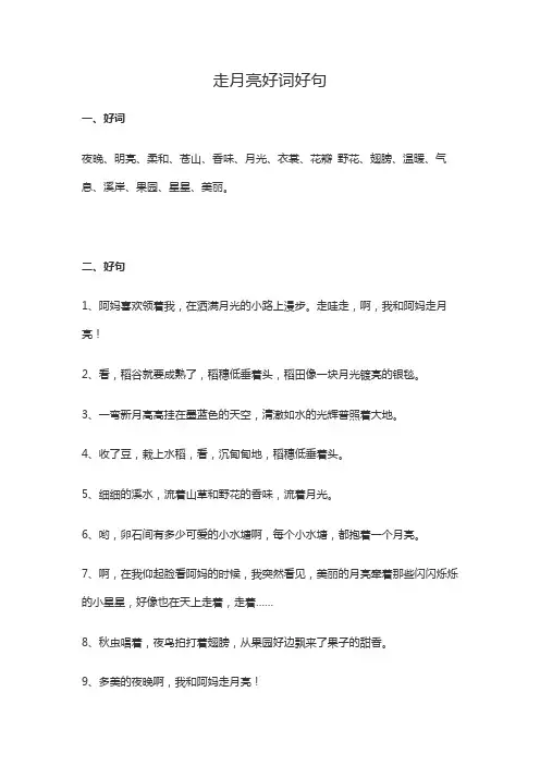 走月亮的好词好句摘抄大全