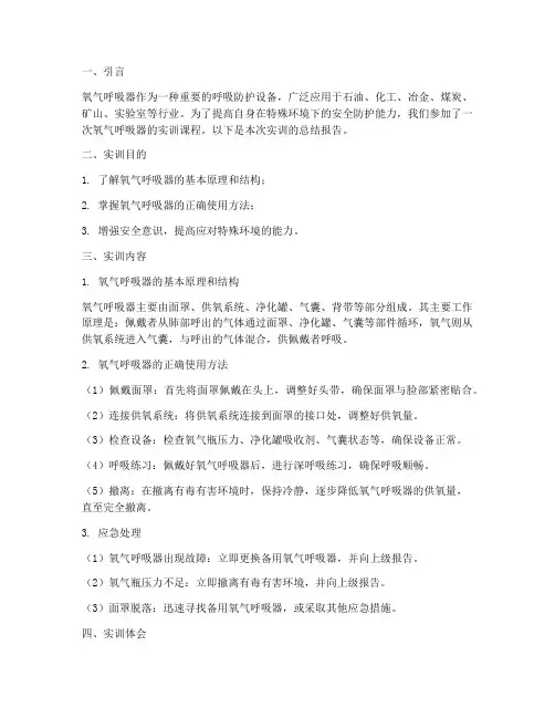 氧气呼吸器实训总结报告