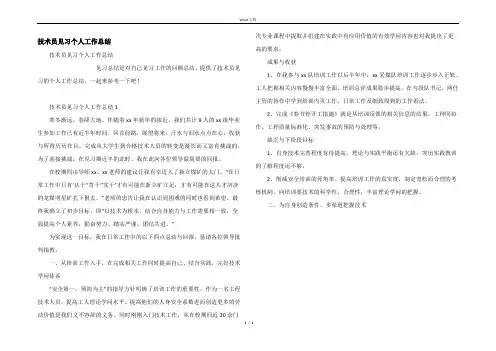 技术员见习个人工作总结