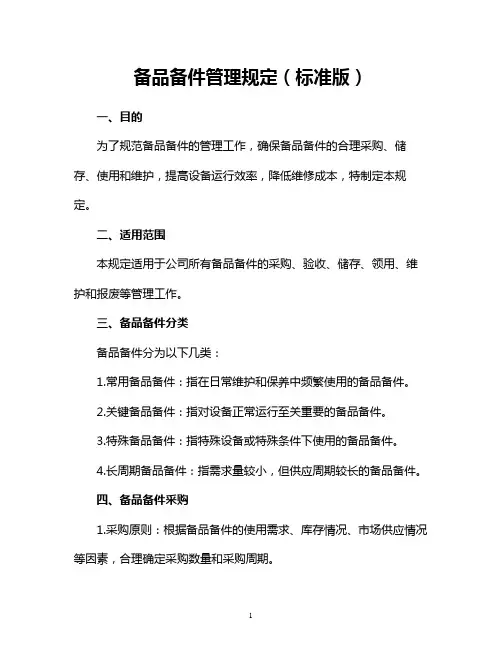 备品备件管理规定(标准版)
