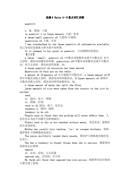 选修6Units4～5重点词汇讲解