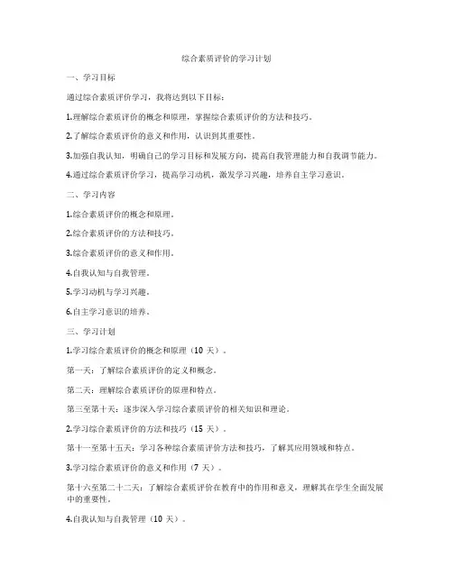 综合素质评价的学习计划