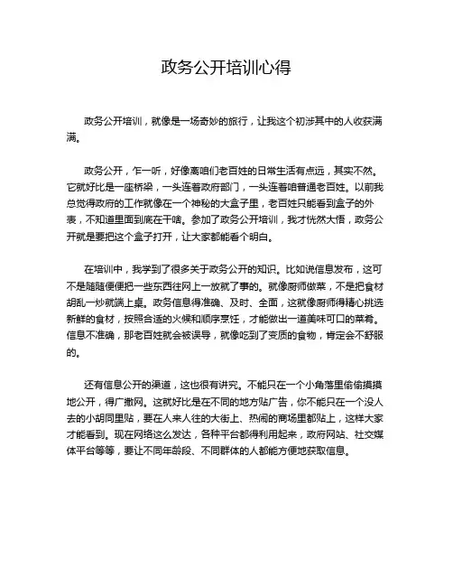 政务公开培训心得