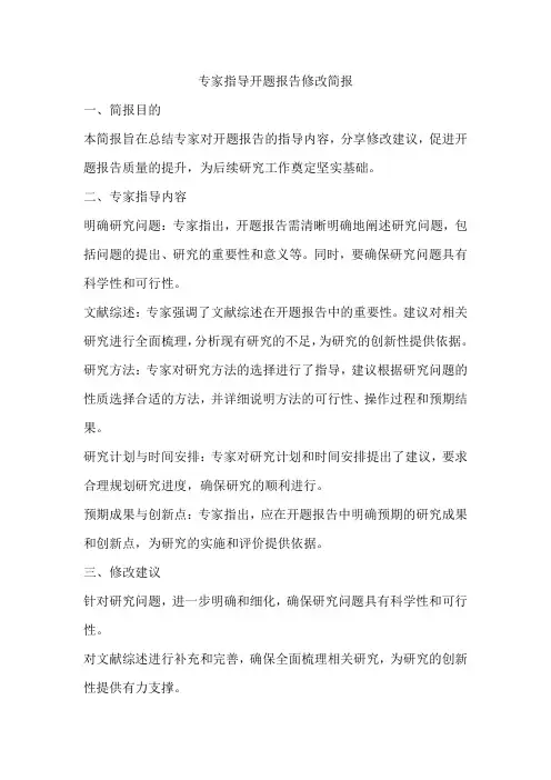 专家指导开题报告修改简报