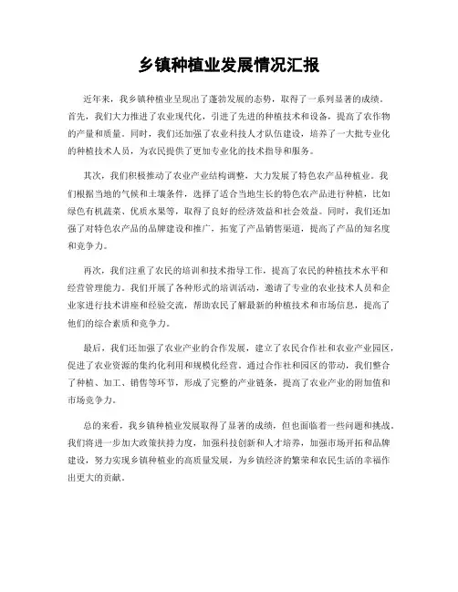乡镇种植业发展情况汇报