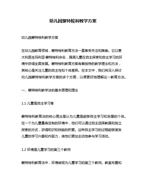 幼儿园蒙特梭利教学方案