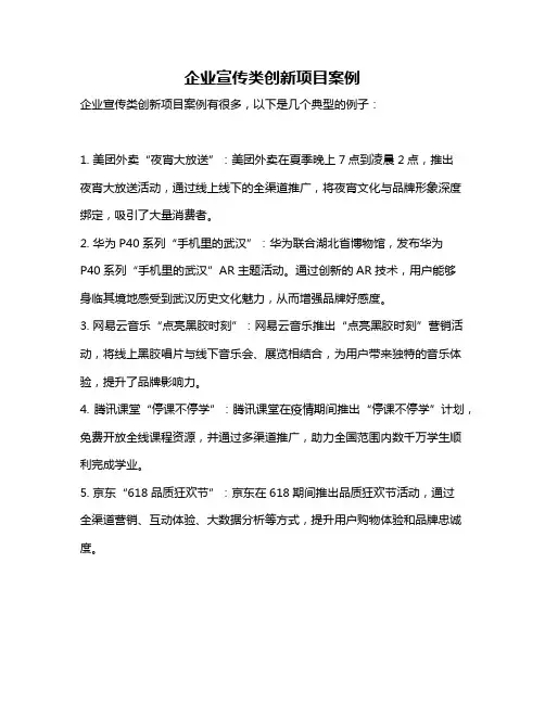 企业宣传类创新项目案例