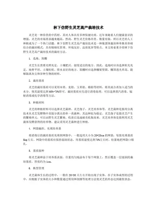 林下仿野生灵芝高产栽培技术