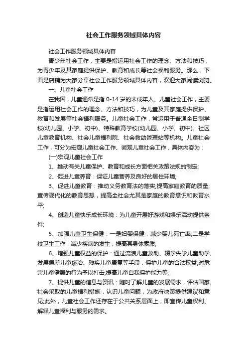 社会工作服务领域具体内容