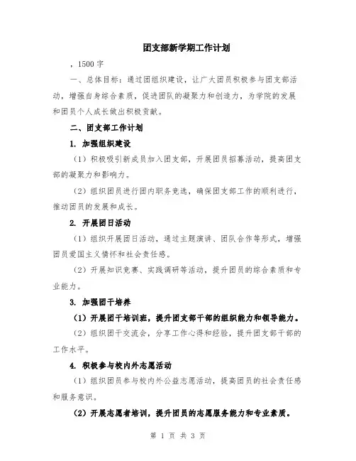 团支部新学期工作计划