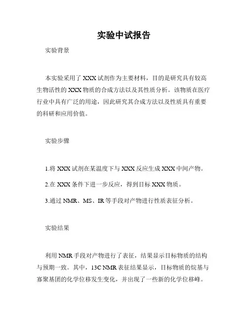 实验中试报告