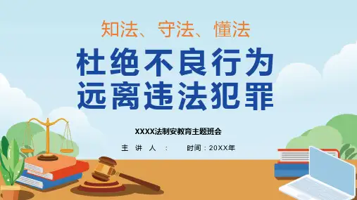 中小学生杜绝不良行为远离违法犯罪法制教育主题班会PPT课件模板