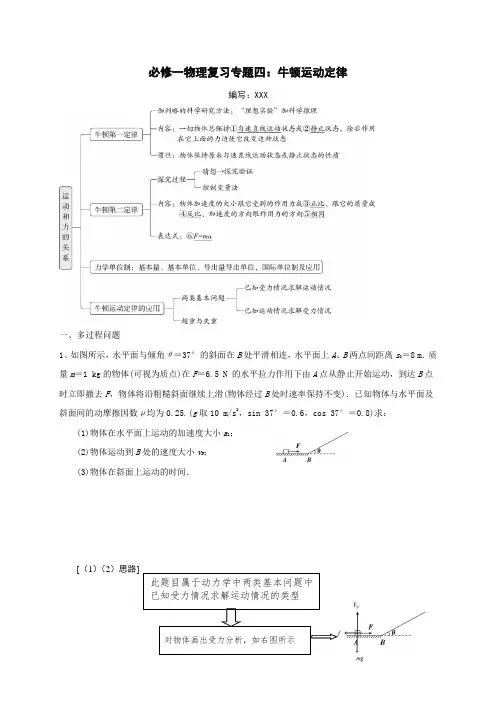 专题四：牛顿运动定律(考点分析+典例)—新教材粤教版(2019)高一物理上学期期末复习专题讲义