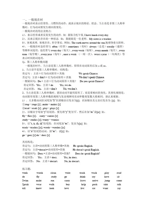 外研社高一英语必修1的语法知识总结及练习题