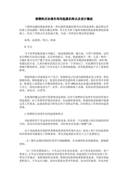 核燃料后处理车间用起重机特点及设计概述
