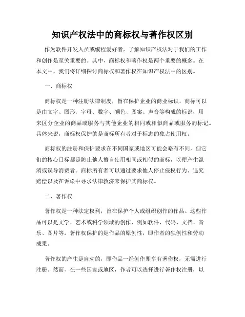 知识产权法中的商标权与著作权区别