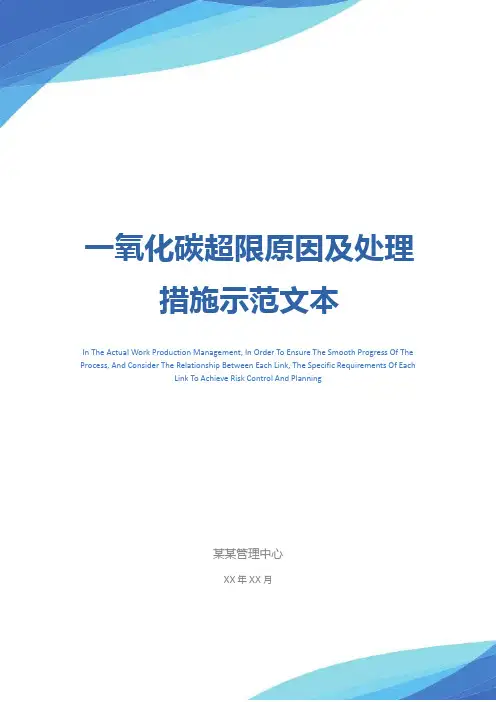 一氧化碳超限原因及处理措施示范文本