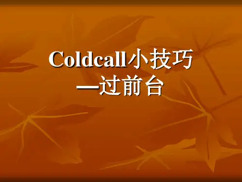 猎头培训-Coldcall技巧(过前台)