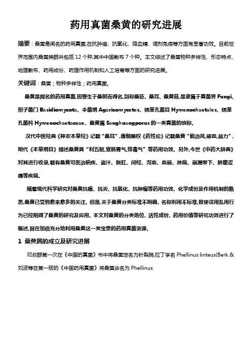 药用真菌桑黄的研究进展
