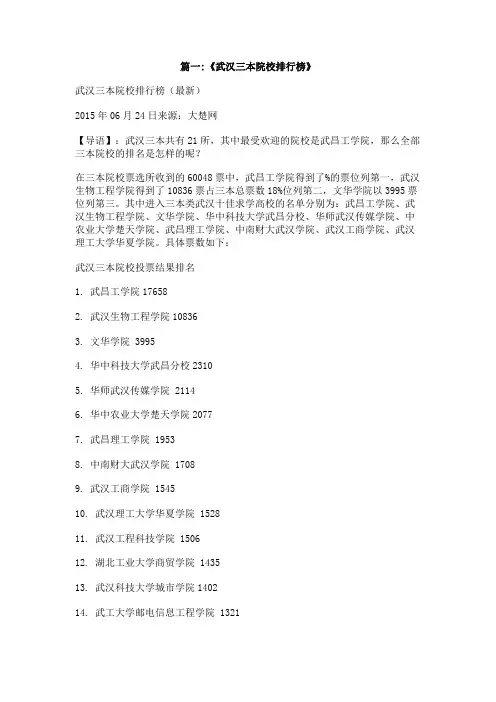 武昌有哪些三本大学