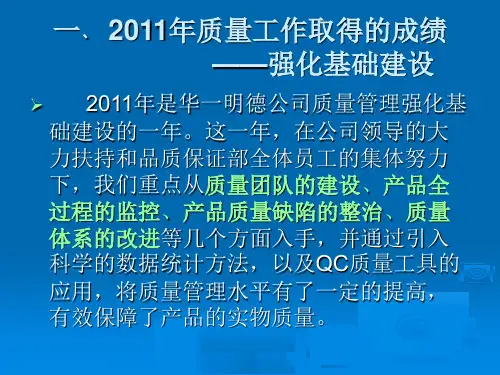 最新年终总结品保部PPT课件