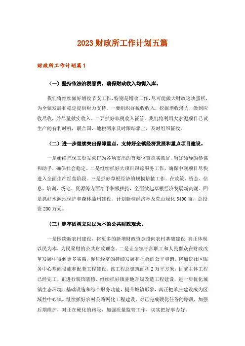2023财政所工作计划五篇