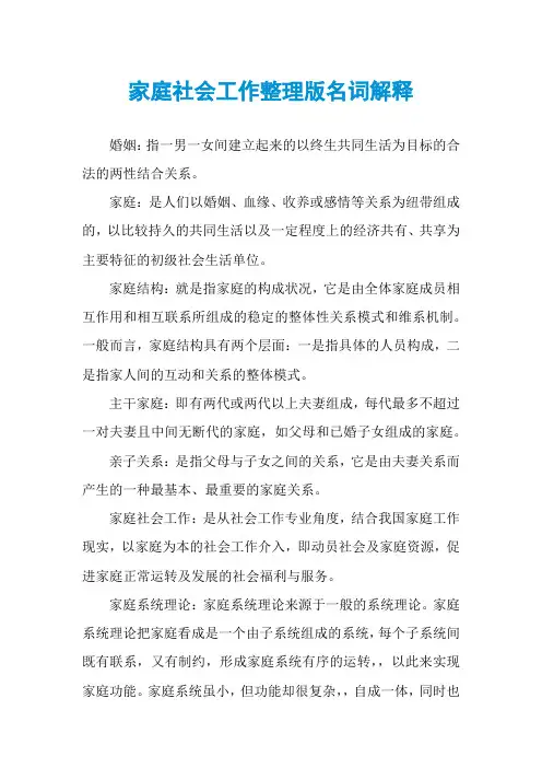 家庭社会工作整理版名词解释