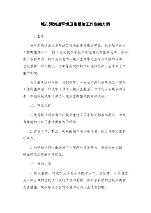 城市河洪道环境卫生整治工作实施方案