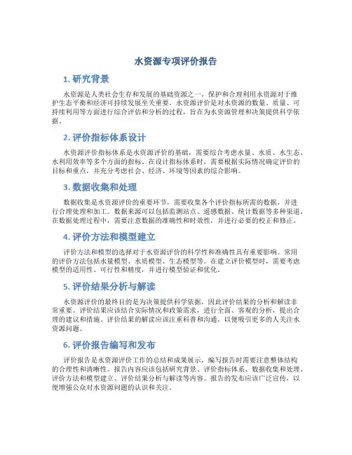 水资源专项评价报告