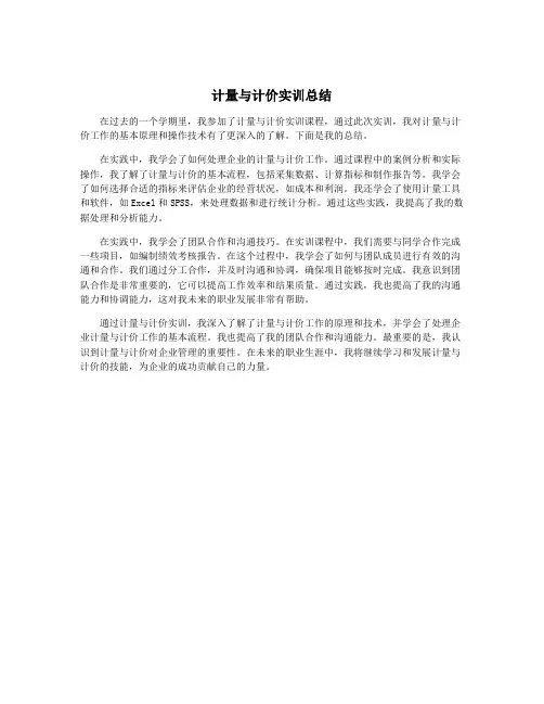 计量与计价实训总结