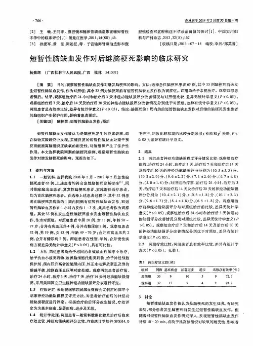 短暂性脑缺血发作对后继脑梗死影响的临床研究