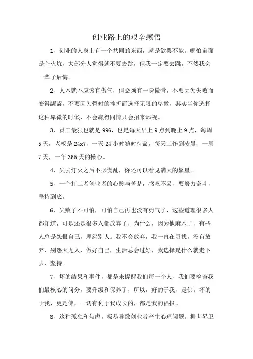 创业路上的艰辛感悟