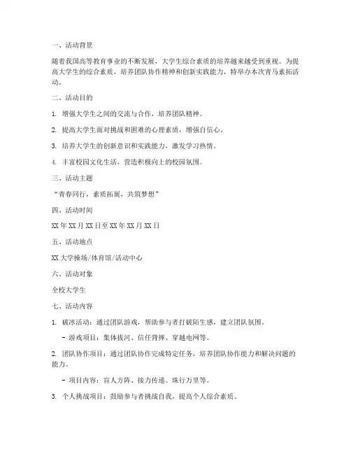 青马素拓策划书模板
