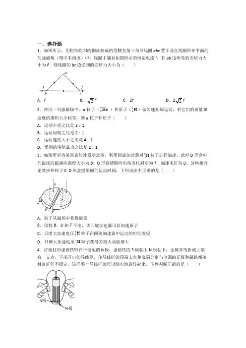 《好题》初中高中物理选修二第一章《安培力与洛伦兹力》经典练习题(含答案)