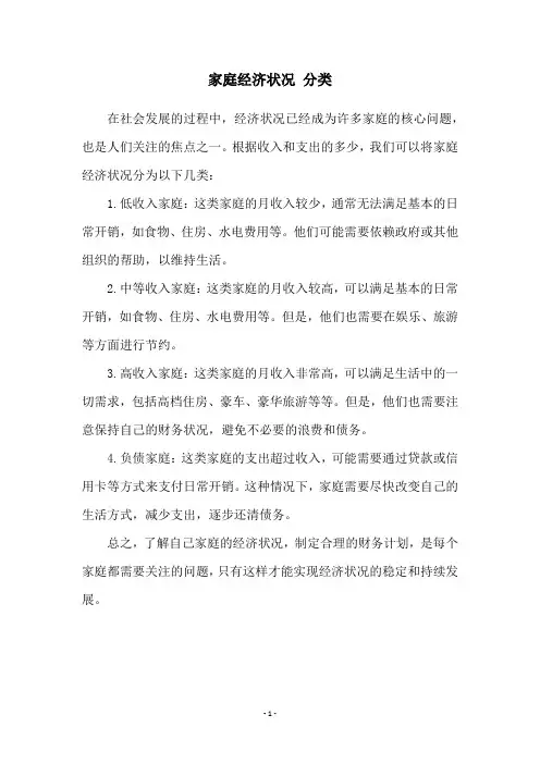 家庭经济状况 分类