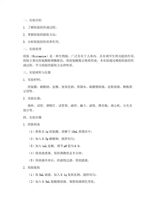 组胺的形成实验报告