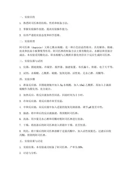 制阿司匹林的实验报告