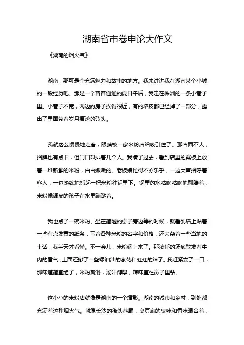 湖南省市卷申论大作文