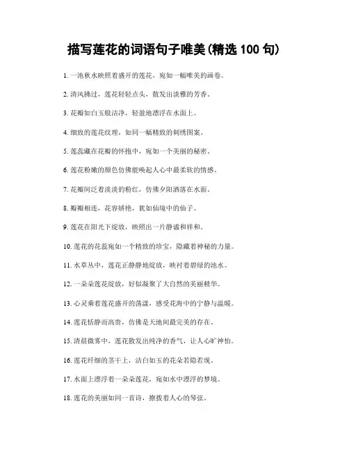 描写莲花的词语句子唯美(精选100句)