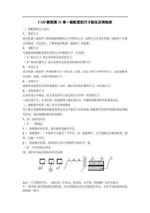 CAD教程第31章-装配图的尺寸标注及明细表