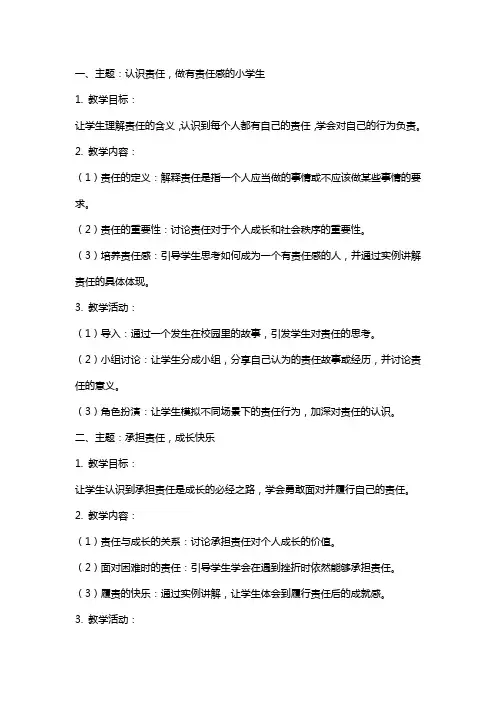 小学生主题班会教案-责任