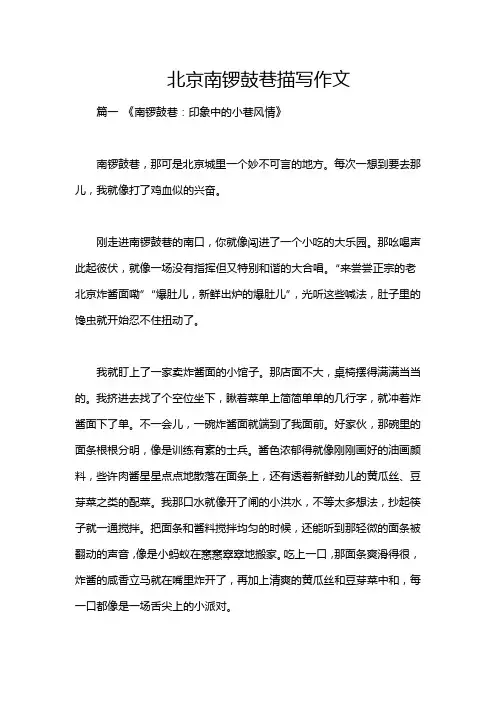 北京南锣鼓巷描写作文