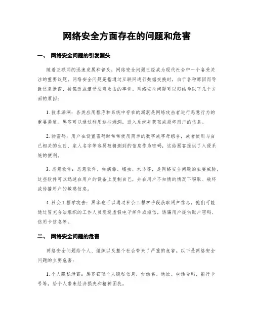 网络安全方面存在的问题和危害